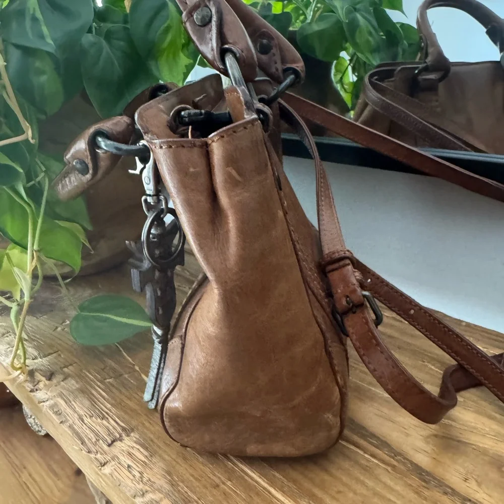 Frye Melissa Small Brown Leather Crossbody Satchel - Picture 4 of 8